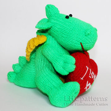 Denny Dragon Knitting Pattern, Knitted Dragon, Dinosaur Knitting Pattern