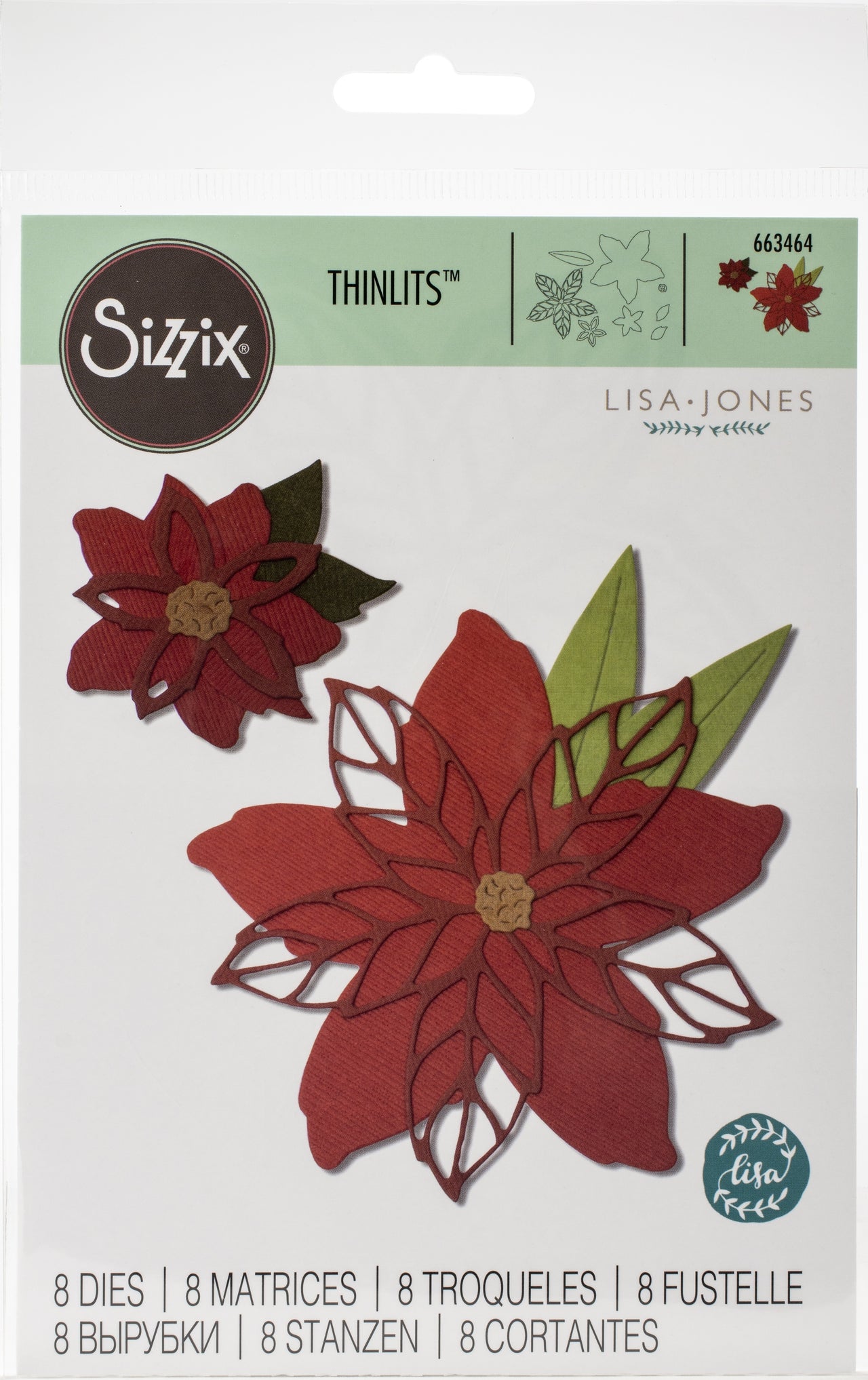 Sizzix Thinlits Dies By Lisa Jones - Poinsettia