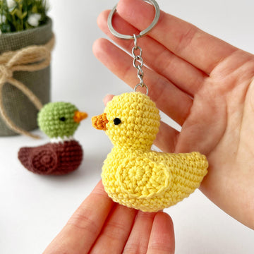 Crochet mini duck keyring amigurumi pattern Bag charm Crochet car hanger