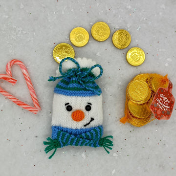 Christmas DK Knitting Pattern Chocolate Coin Bags Charity Robin Snowman Reindeer