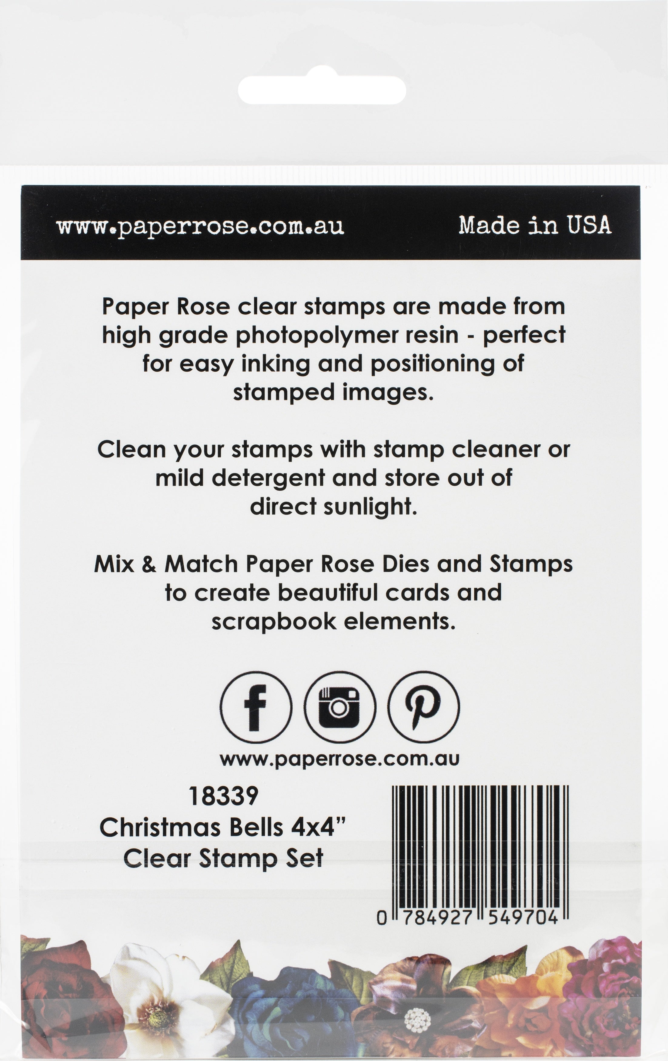Paper Rose Clear Stamps 4"X4" - Christmas Bells