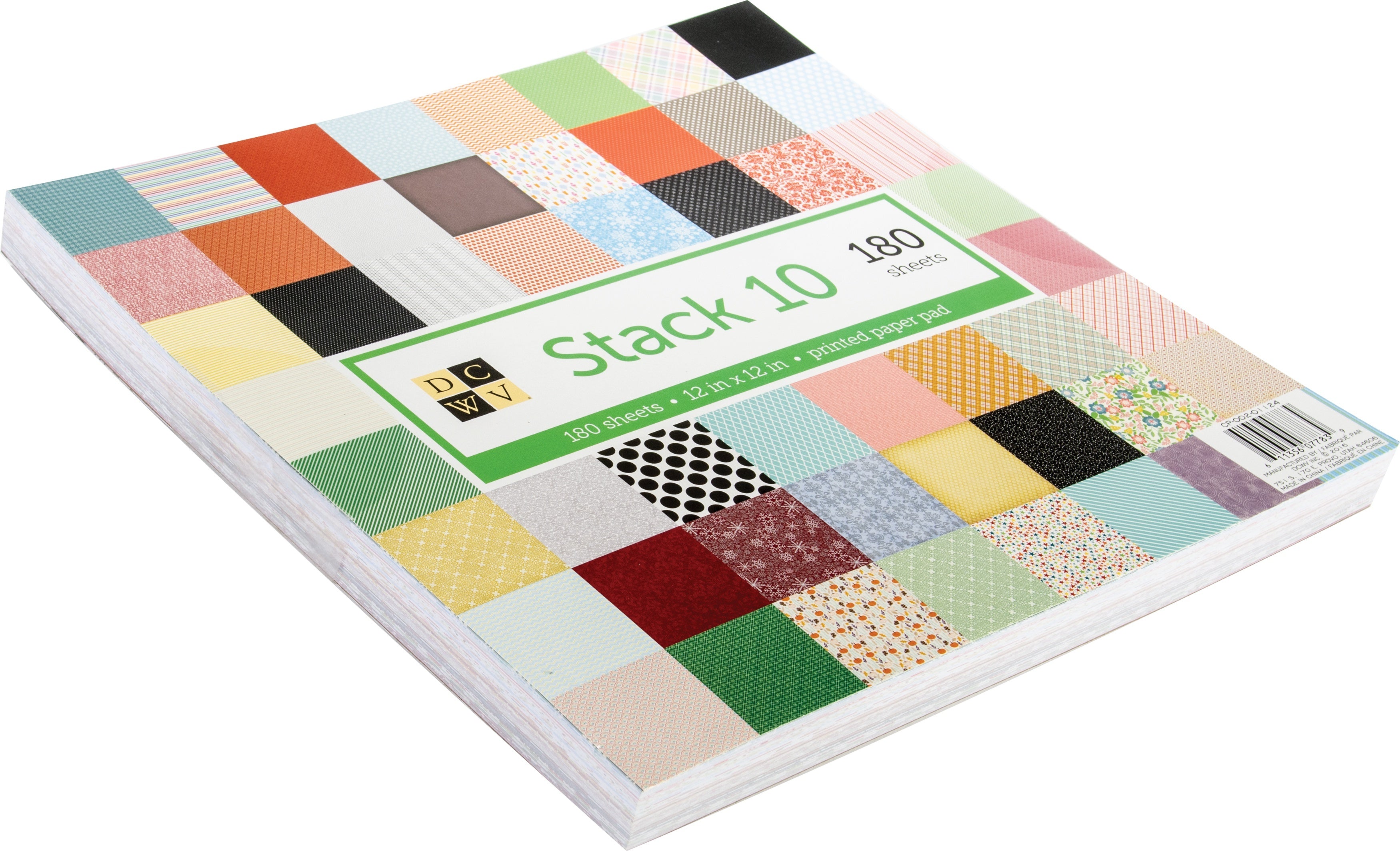 American Crafts DCWV Single-Sided Cardstock Stack 12"X12" 180/Pkg - Stack 10 Printed, 60 Designs/3 Each