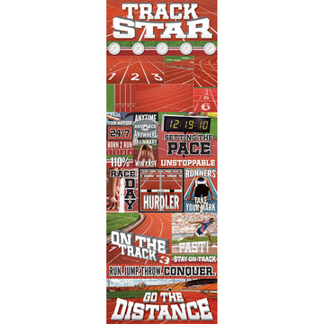 Reminisce Real Sports Cardstock Stickers 4.25"X13" - Track Graphic