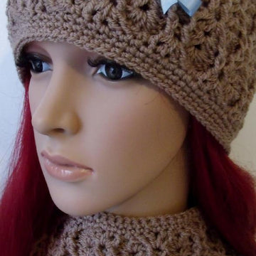 Hat with Cable & Eyelet Design - Slouch or Beanie