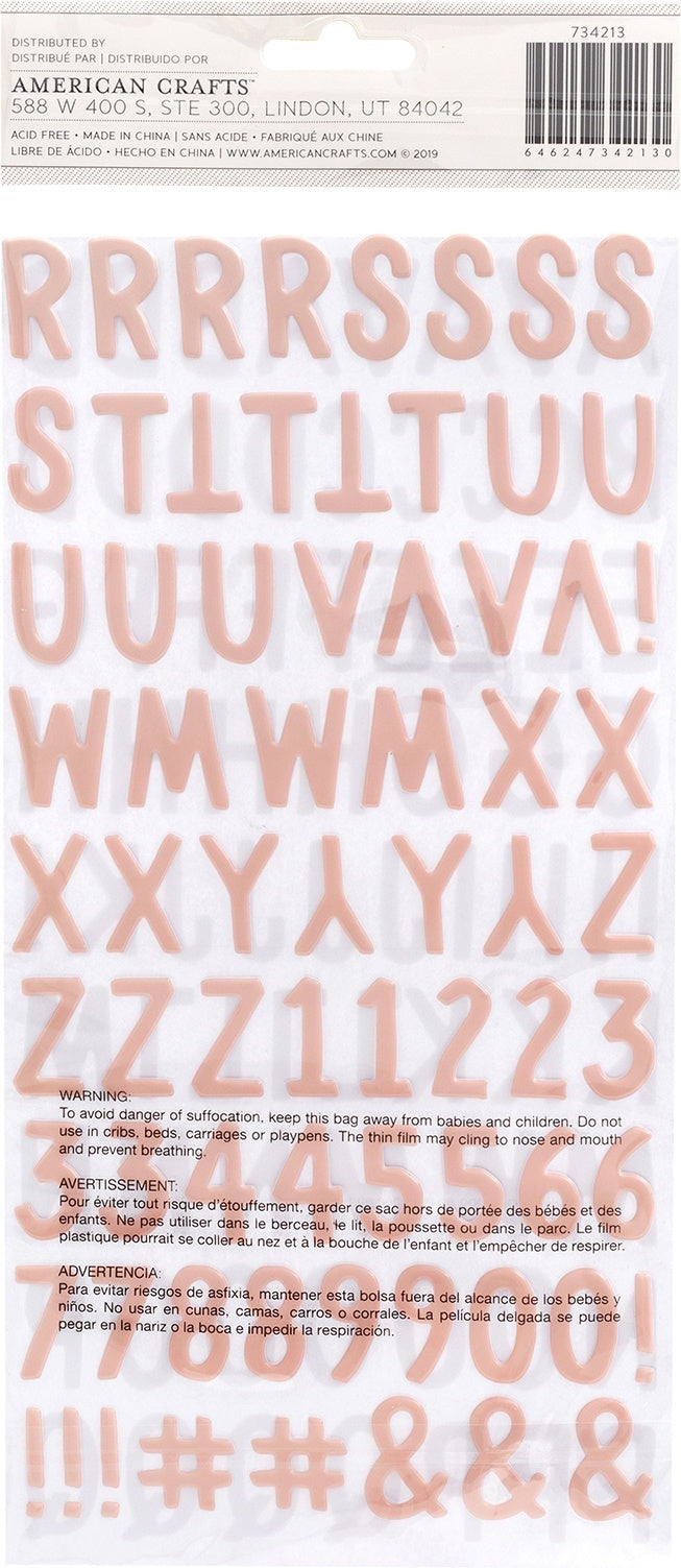 American Crafts Peek-A-Boo You Thickers Stickers 5.5"X11" 154/Pkg - Alpha/Puffy, Girl