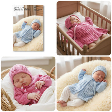 Baby Jacket & Hat Knitting Pattern UK & USA Terms #372
