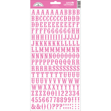 Doodlebug Love Letters Cardstock Alpha Stickers 6"x13" - Bubble Gum