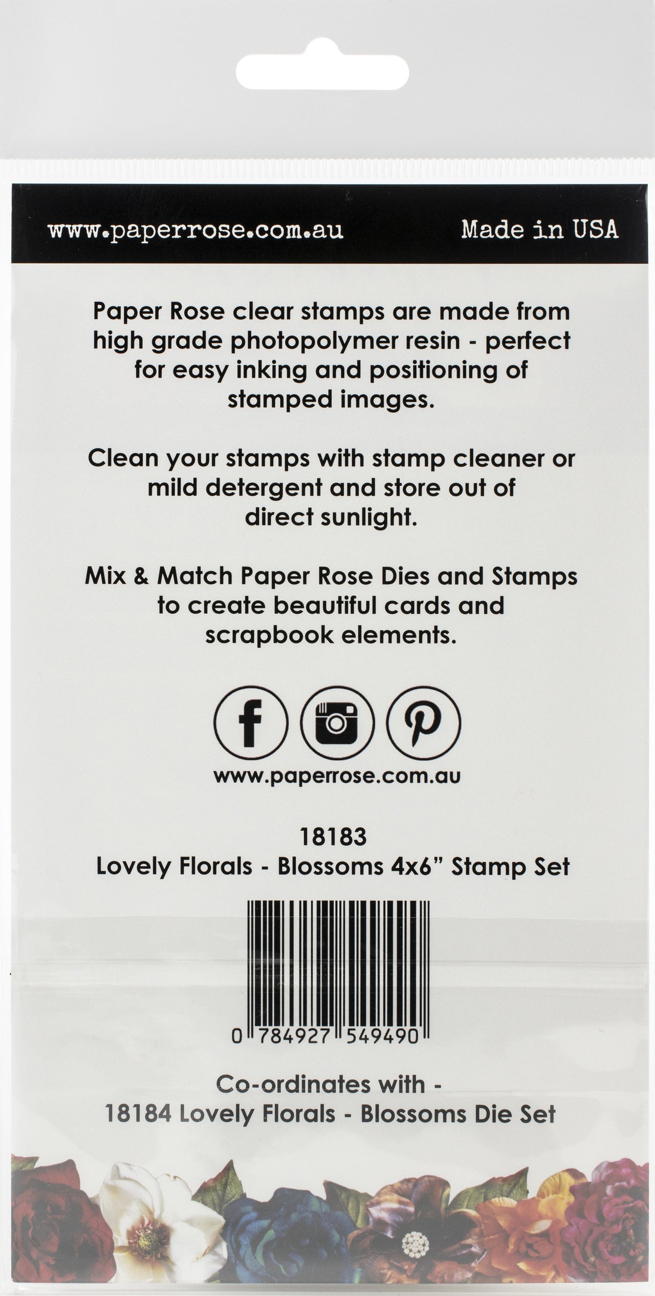 Paper Rose Clear Stamps 4"X6" - Lovely Florals Blosoms