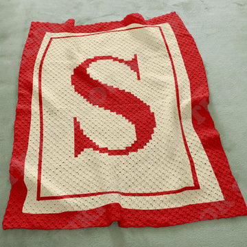 Initial Letter S Stroller Baby Blanket C2C CROCHET PATTERN