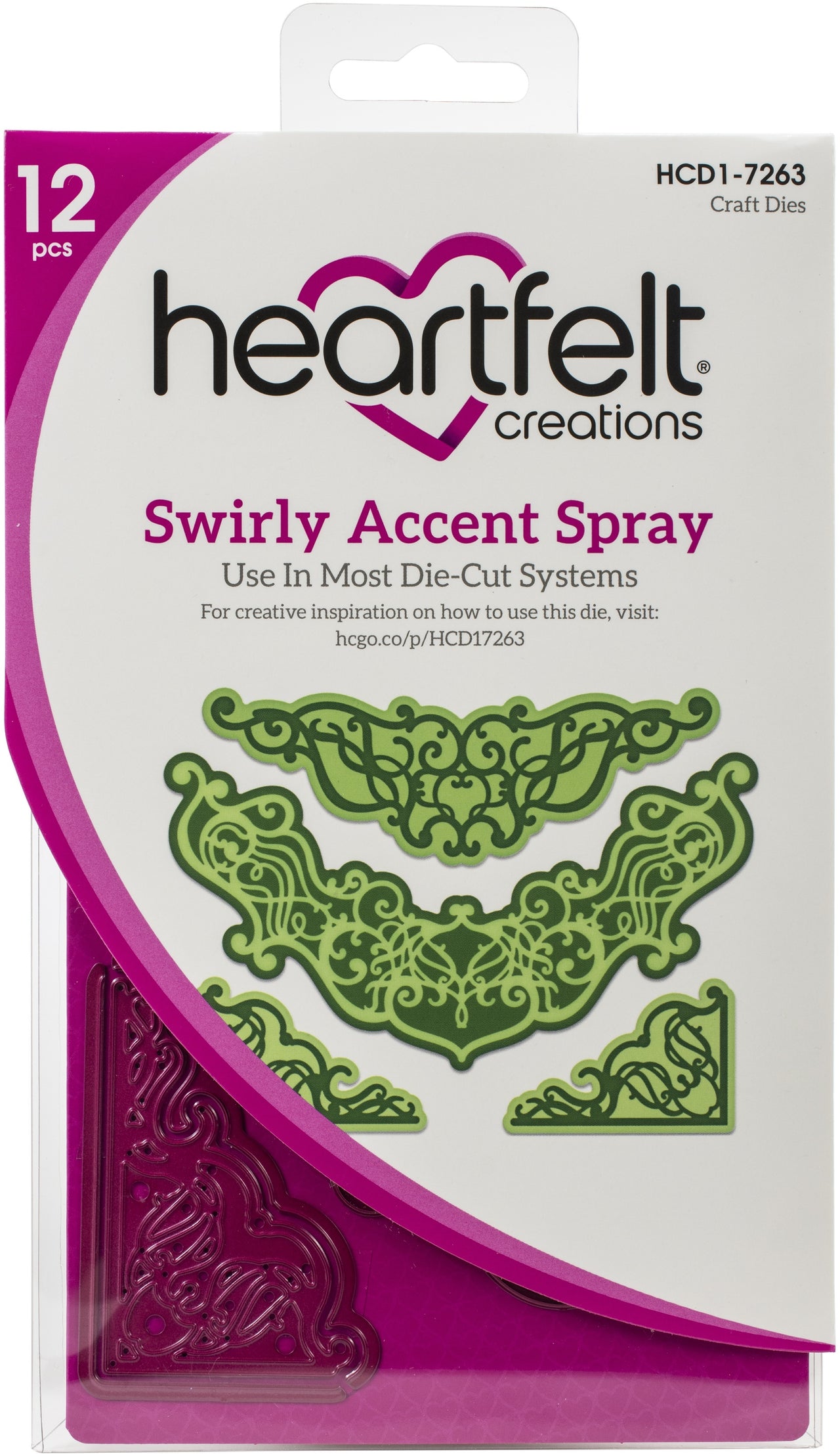 Heartfelt Creations Frame & Accents Dies - Swirly Accent Spray 1.5" To 6.25"