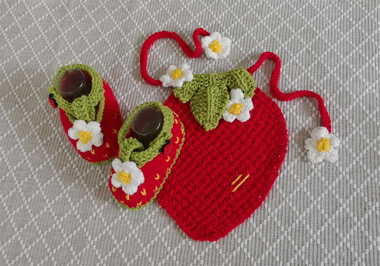 Strawberry Drool Bib and Booties