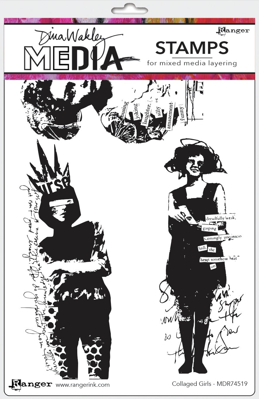 Ranger Dina Wakley Media Cling Stamps 6"X9" - Collaged Girls