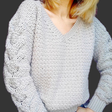 V- Neck Cable Sweater