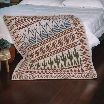 Desert Cactus Mosaic Blanket