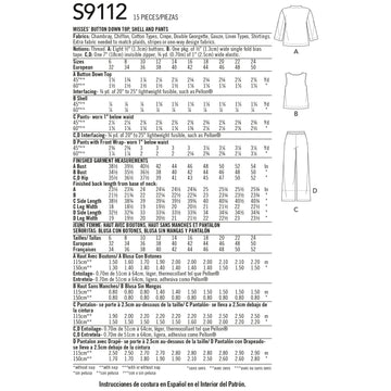Simplicity Misses' Button Down Top, Shell & Pants S9112 - Sewing Pattern