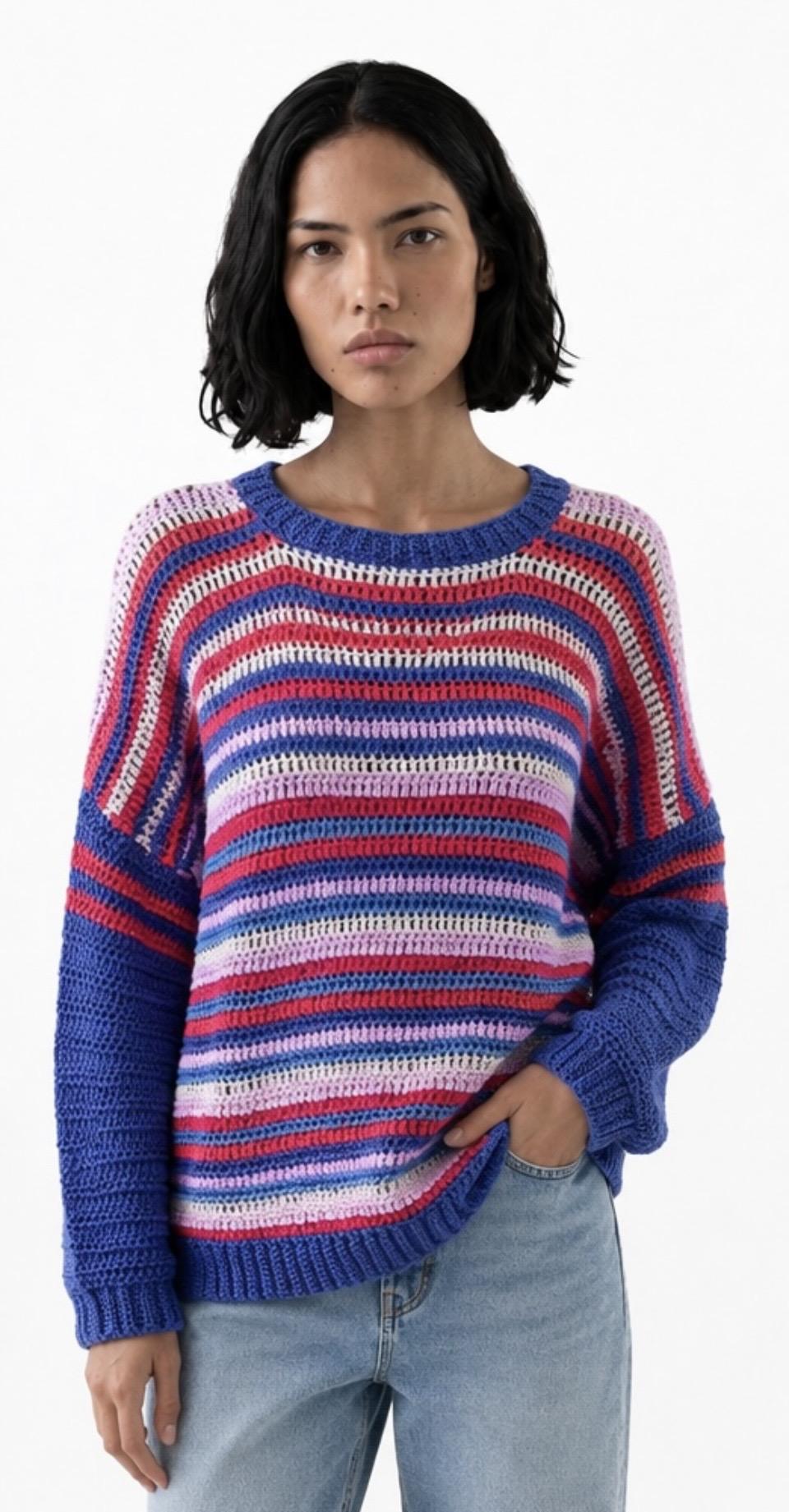Stripy crochet jumper