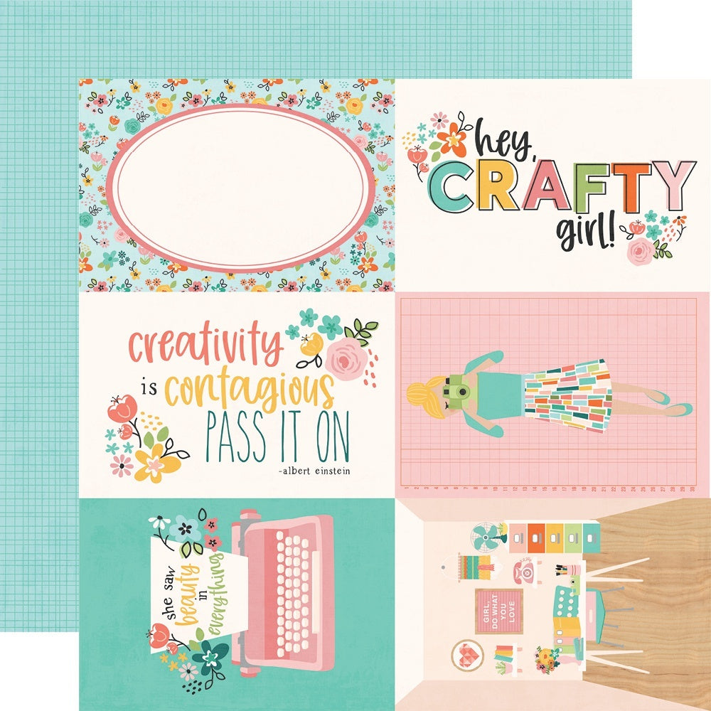 Simple Stories Hey, Crafty Girl Double-Sided Cardstock 12"X12" 25/Pkg - 4"X6" Elements