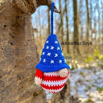 USA Patriotic American Gnome - keychain