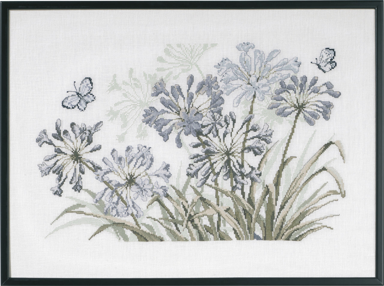 Permin Grey Agapanthus F5632 Cross Stitch Kit - 58x42cm