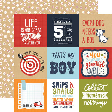 Echo Park Paper All Boy Double-Sided Cardstock 12"X12" 25/Pkg - 4"X4" Journaling Cards