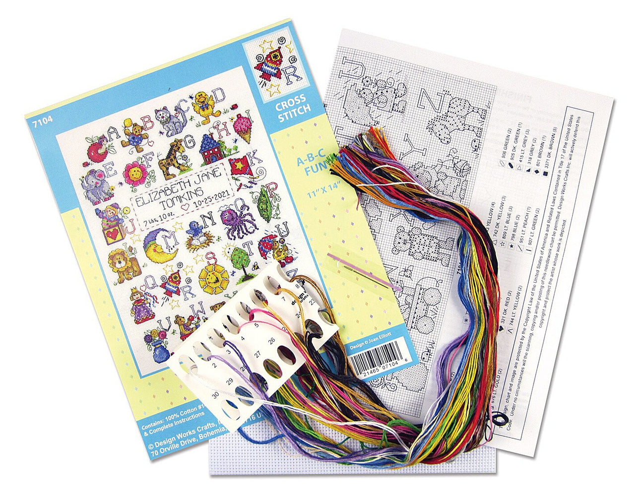 Design Works ABC Fun Sampler Cross Stitch Kit - 28cm x 35cm