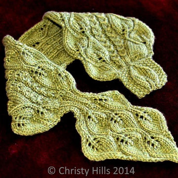 Leaves & Mock Cables Scarf ( Keyhole / Ascot / Pull-Through / Vintage / Stay On Scarf Knitting Pattern )