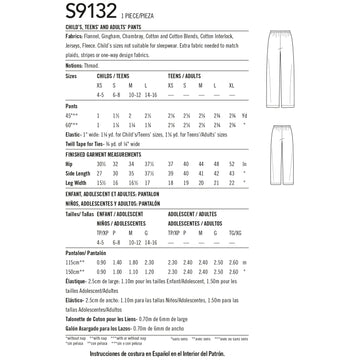Simplicity Unisex Sleepwear S9132 - Paper Pattern, Size A (XS - L / XS - XL)