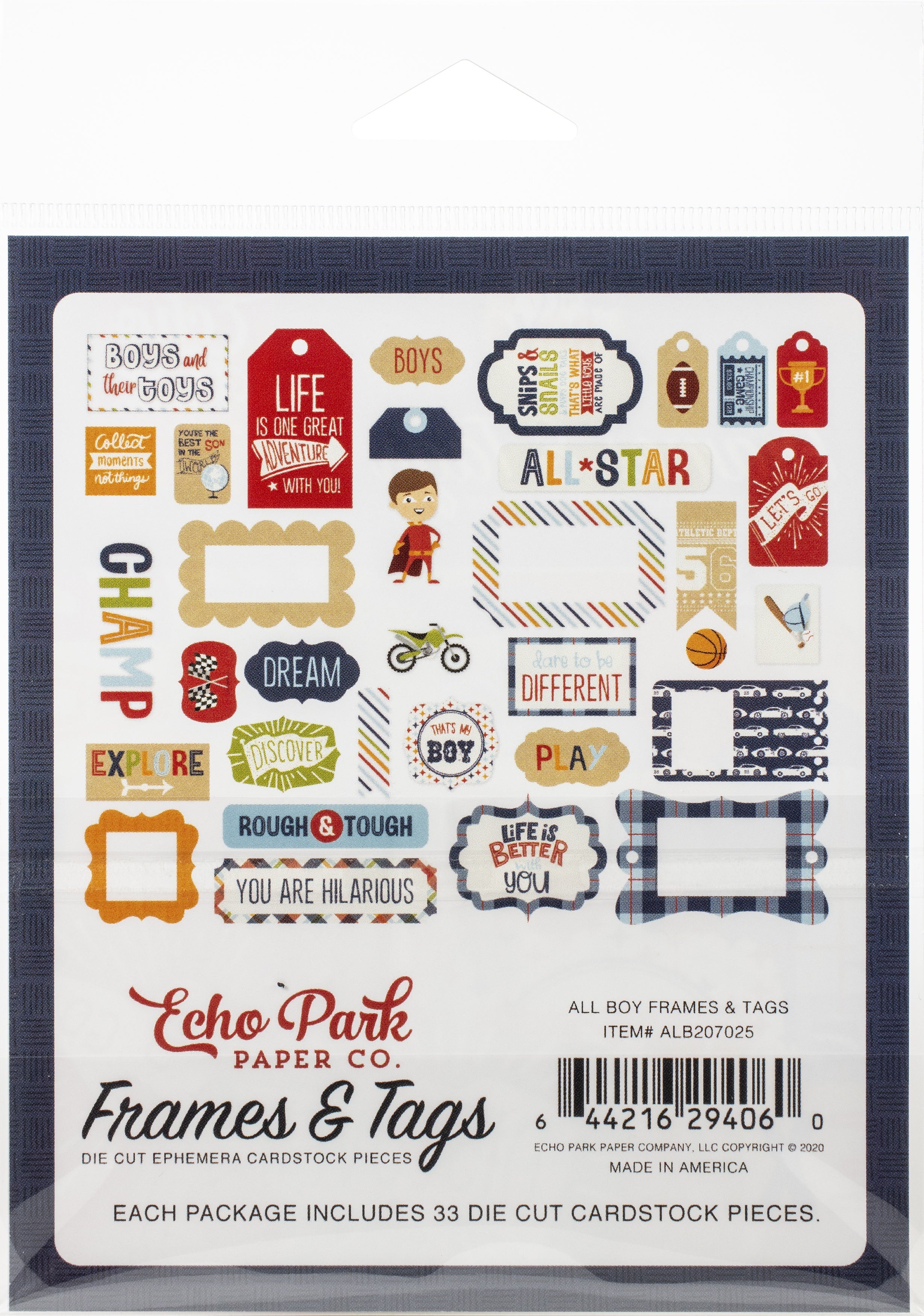 Echo Park Paper Echo Park Cardstock Ephemera 33/Pkg - Frames & Tags, All Boy
