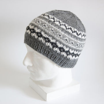 GRAY Fair Isle Hat