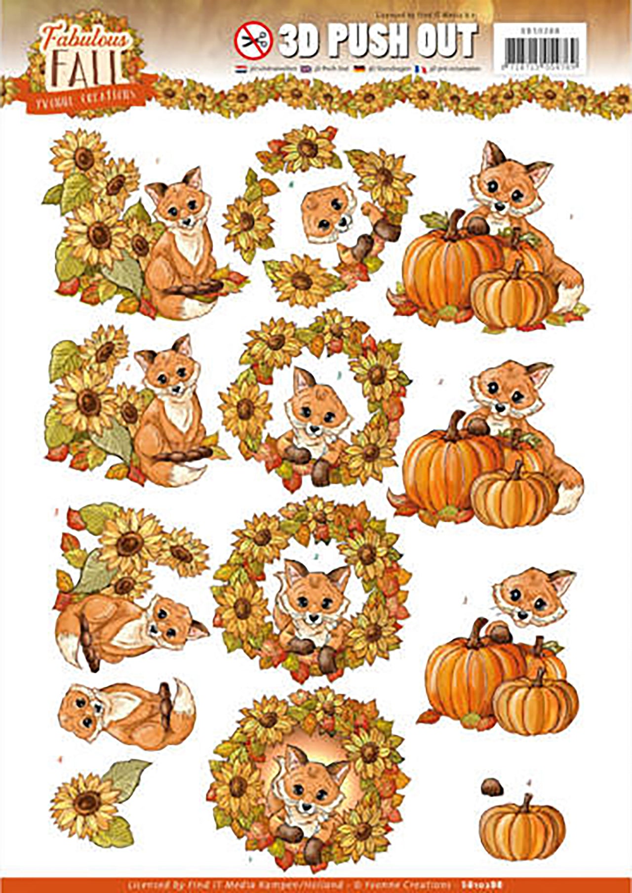 Find It Trading Yvonne Creations Punchout Sheet - Fabulous Foxes, Fabulous Fall