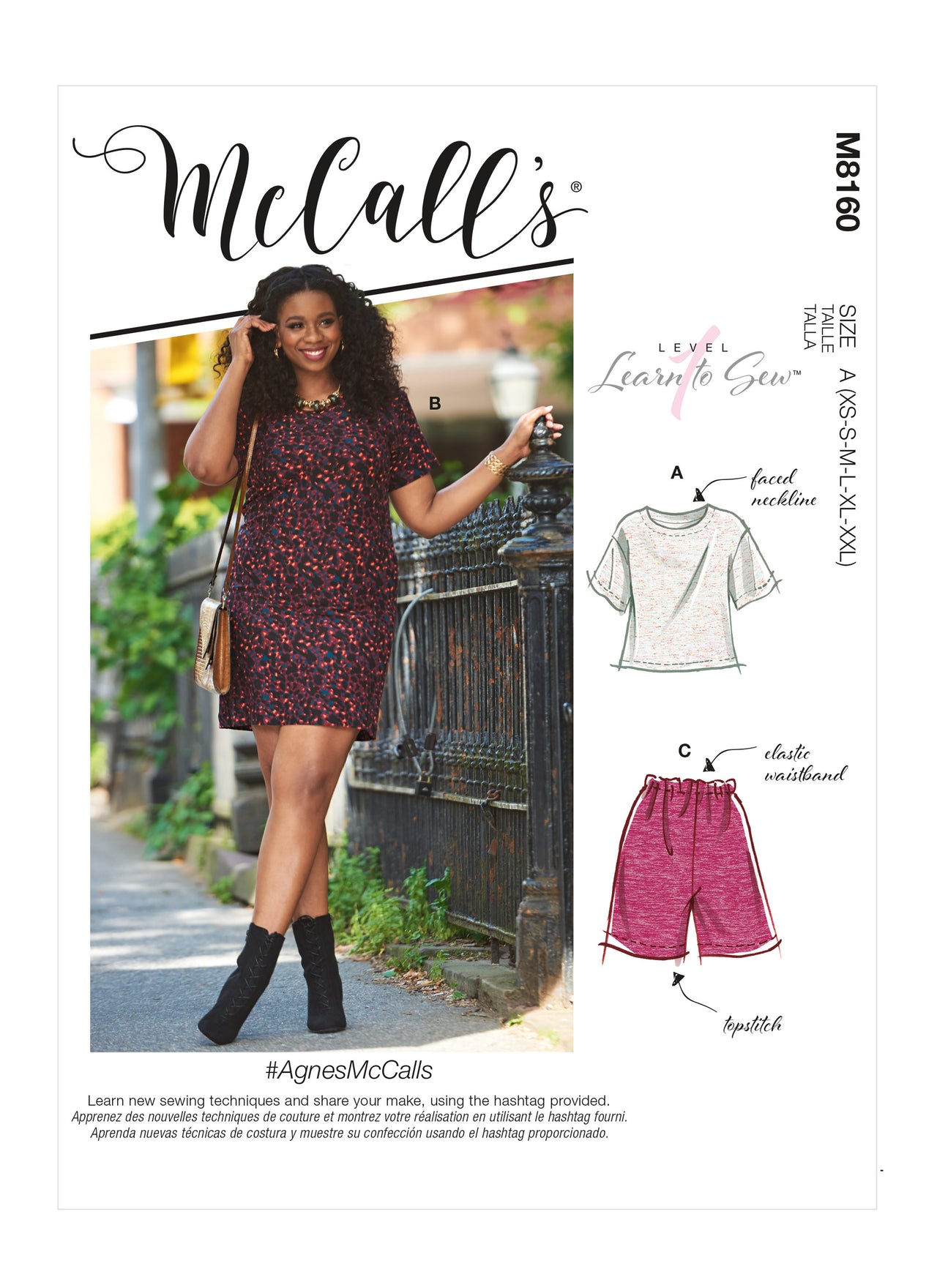 McCall's AgnesMcCalls - Misses' & Miss Petite Short Sleeve Top, Dress, Pull-On Shorts & Pants M8160 - Sewing Pattern