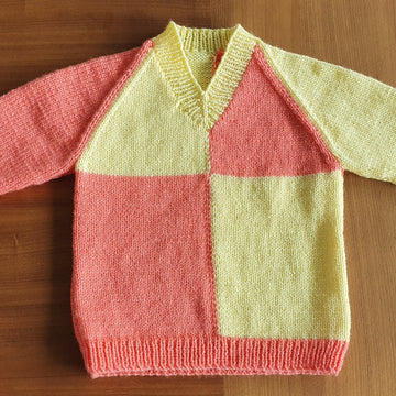 Peyton - Child’s 8ply V neck raglan jumper in two colours