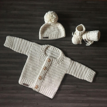 Grayson Baby Cardigan Hat and Booties Set