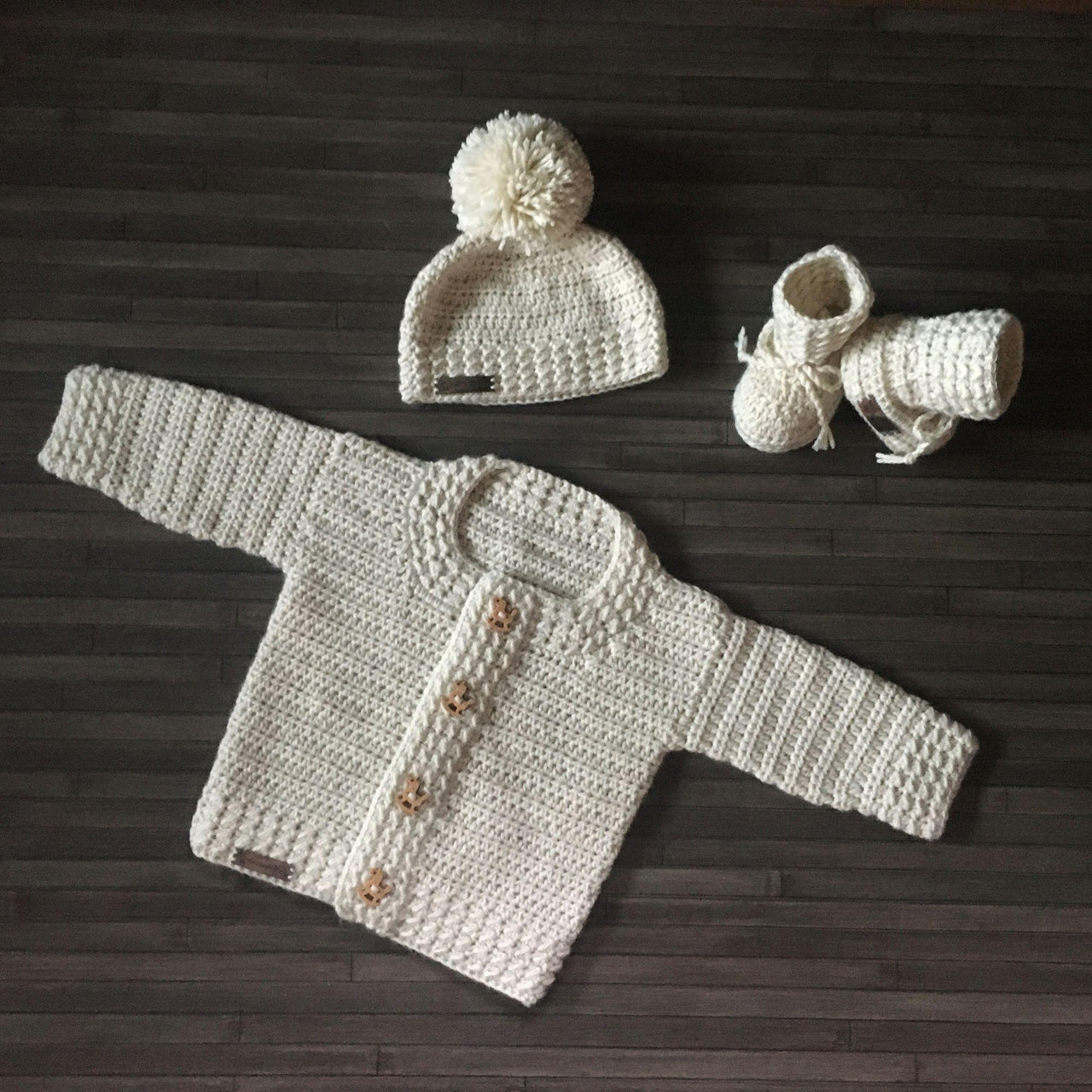 Grayson Baby Cardigan Hat and Booties Set