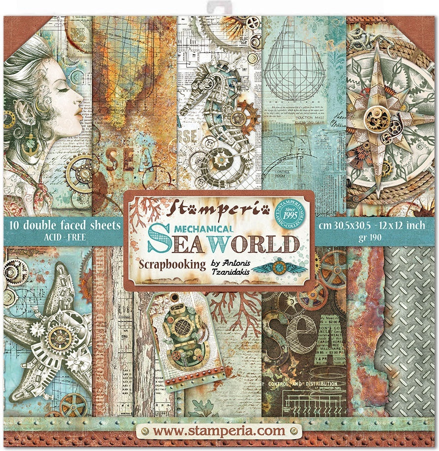 Stamperia Intl Stamperia Double-Sided Paper Pad 12"X12" 10/Pkg - Sea World, 10 Designs/1 Each
