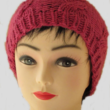 Raspberry Cabled Beanie