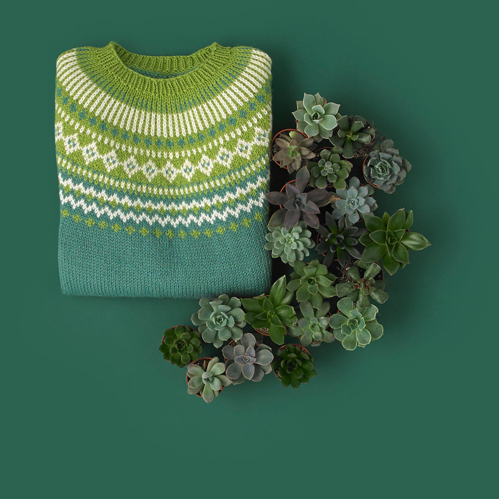 Forest Fairisle Yoke Jumper - Free Knitting Pattern For Men in Paintbox Yarns Wool Mix Aran