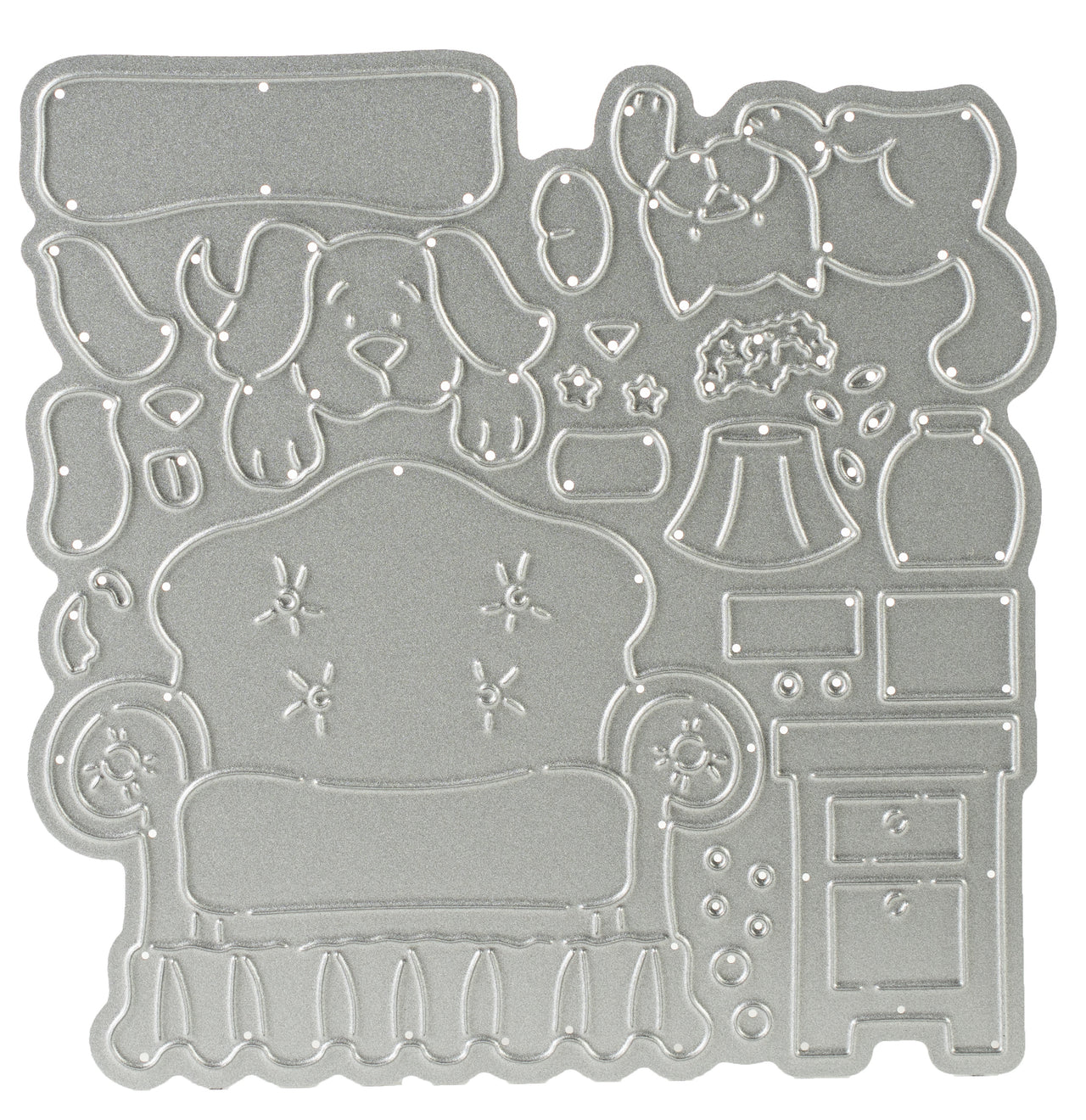 CottageCutz Dies - Puppy & Kitty On Chair 3.5"X2.4"
