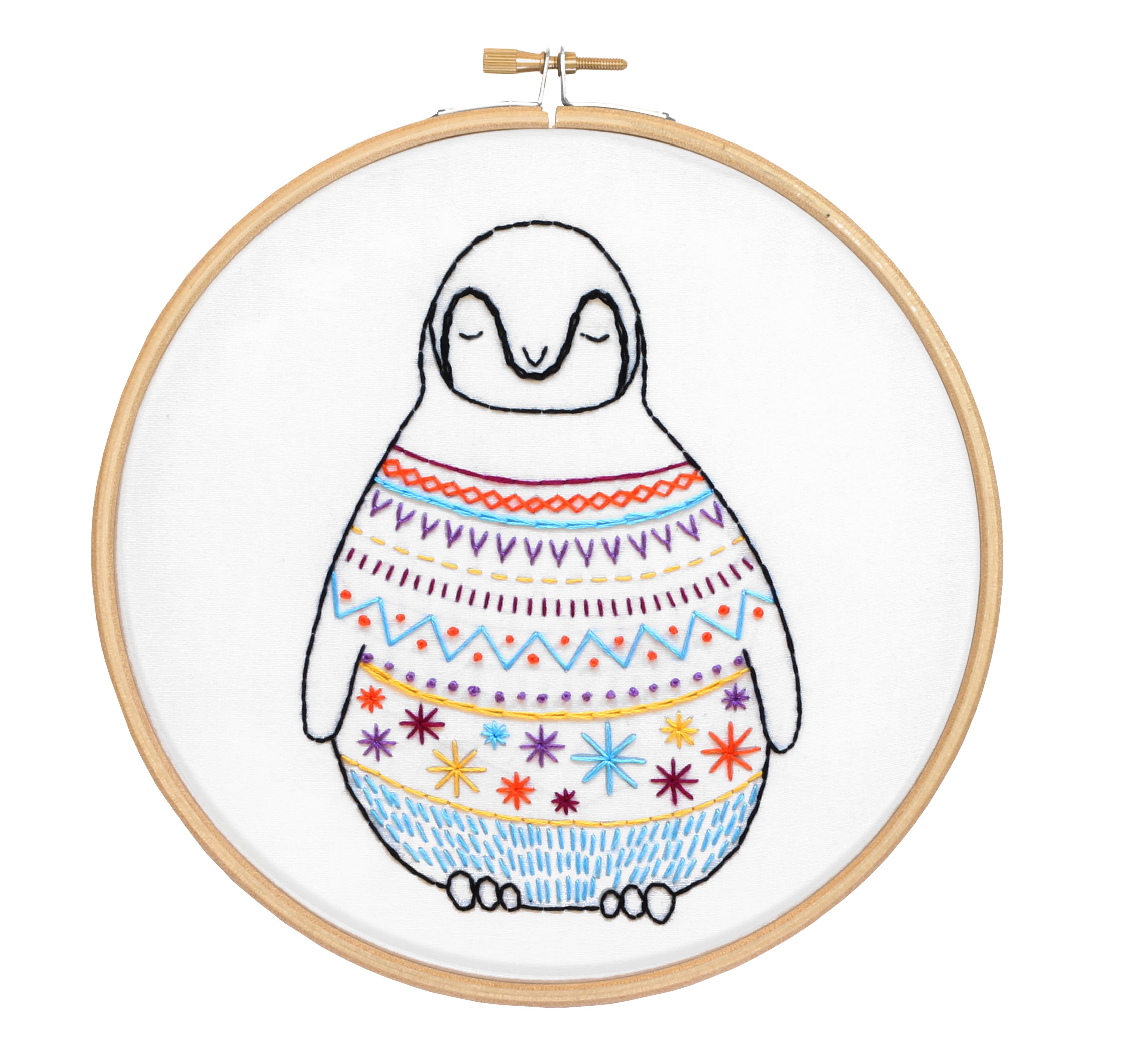 Hawthorn Handmade Baby Penguin Contemporary Printed Embroidery Kit - 14.5 x 10.5cm