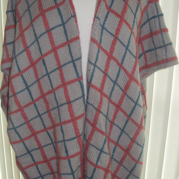 Checked Blanket Poncho