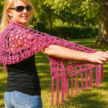 Crochet Pattern Shawl Pink Poison | Floral Crochet Stole | Fringe Wrap PDF