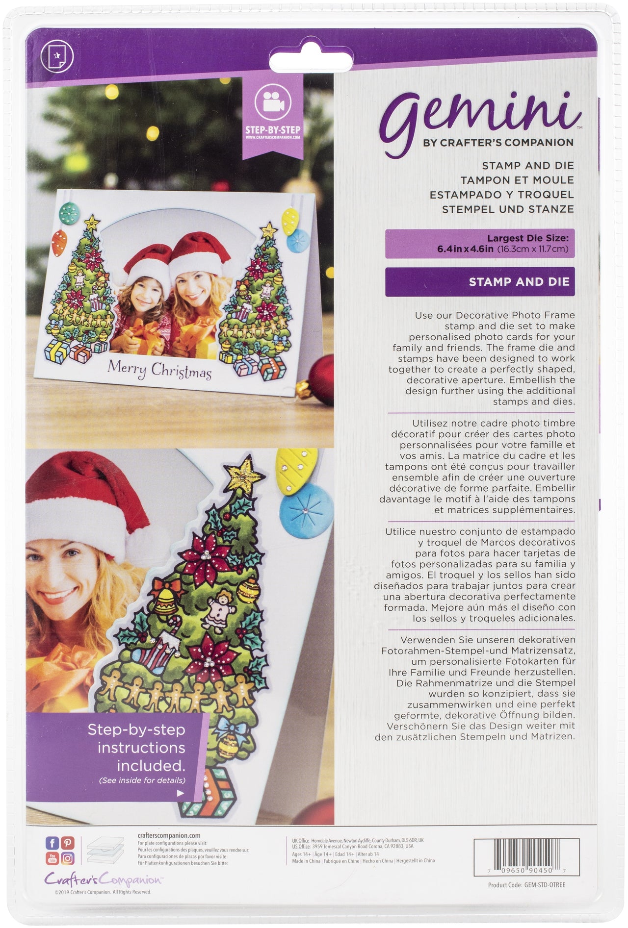 Crafter's Companion Gemini Stamps & Dies - O' Christmas Tree Photoframe & Wallet