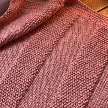 Aran Moss Stitch stripe Blanket