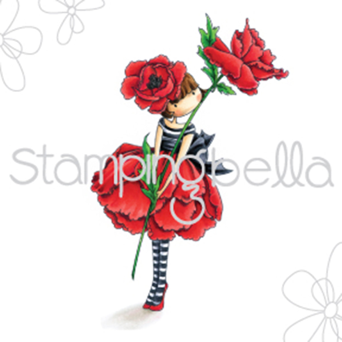 Stamping Bella Cling Stamps - Garden Girl Poppy