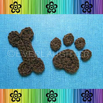 Dog Paw and Bone Applique