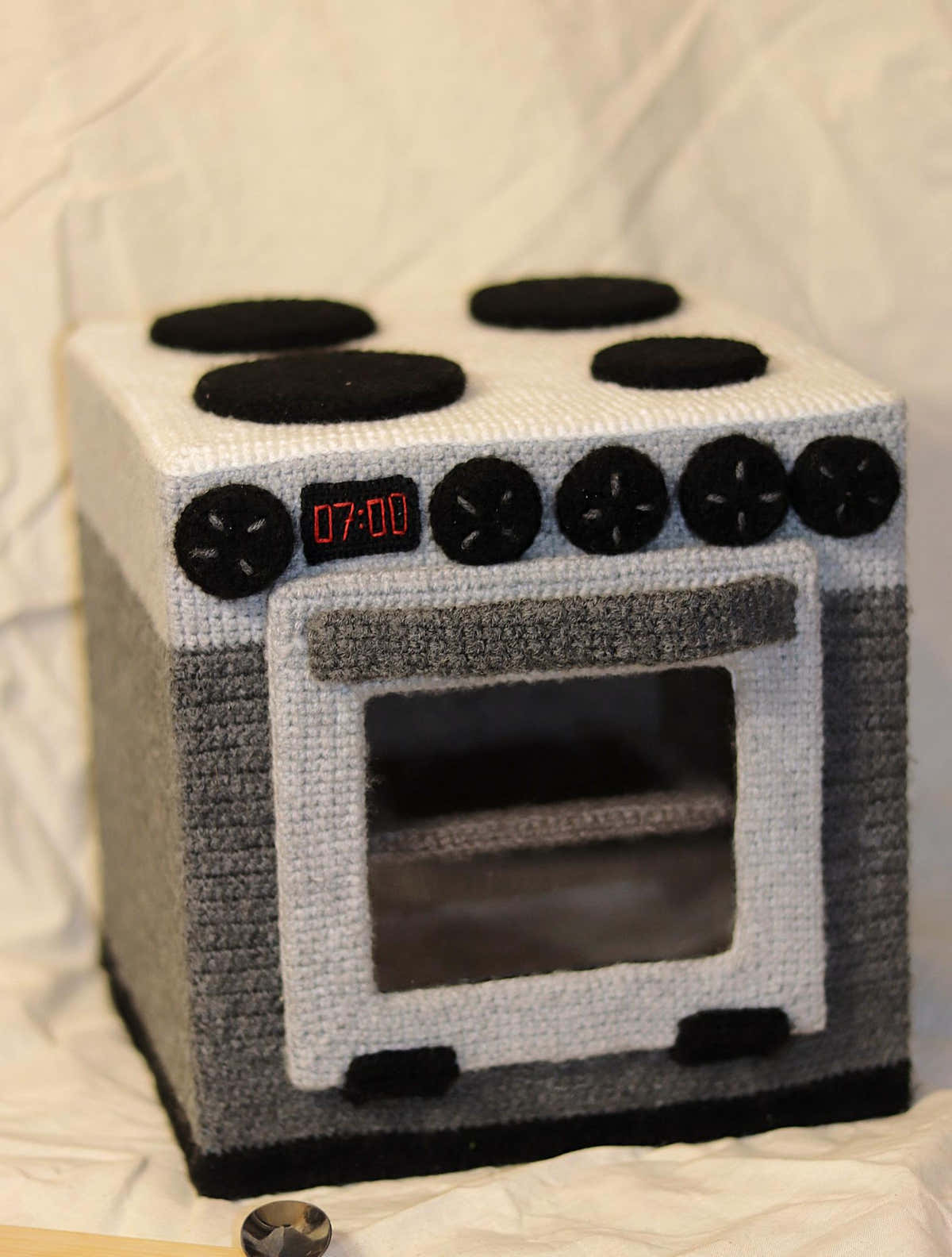 PDF Crochet Pattern – Children’s Play Kitchen Stove with Oven (9 x 9 x 9 in)