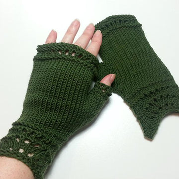 Sea Line Fingerless Mittens