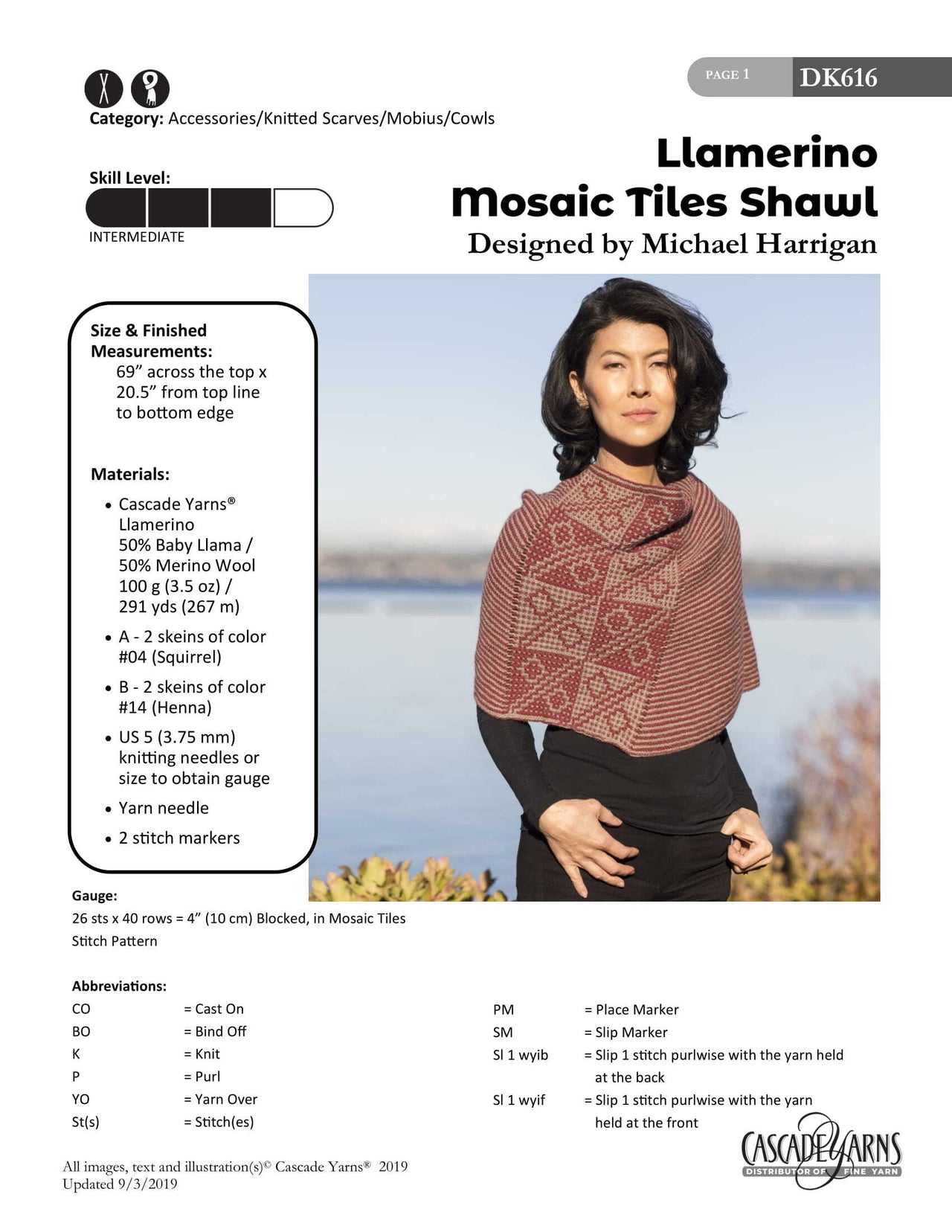Mosaic Tiles Shawl in Cascade Yarns Llmerino - DK616