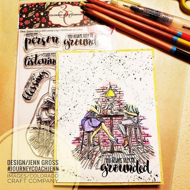 Colorado Craft Company Clear Stamps 4"X6" - Girlfriends & Coffee-Lovely Legs