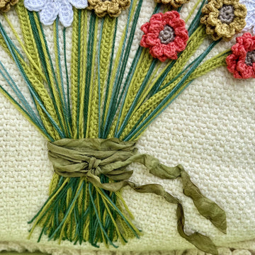 Handtied bouquet crochet cushion